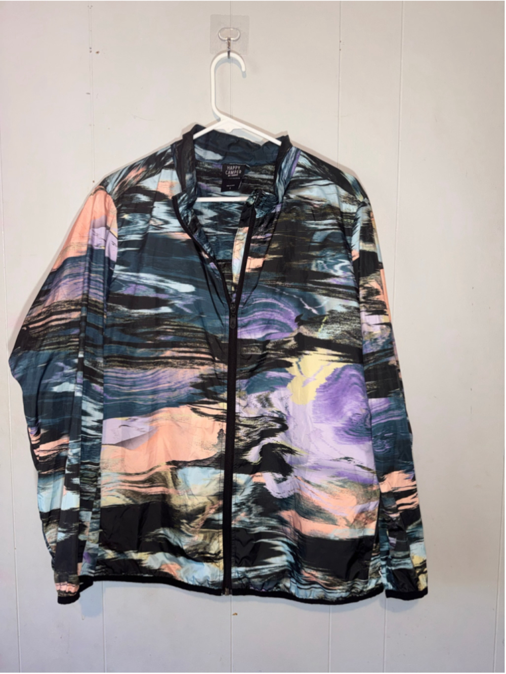 Women's Torrid Happy Camper Jacket 1X Black Multi-color Abstract Print